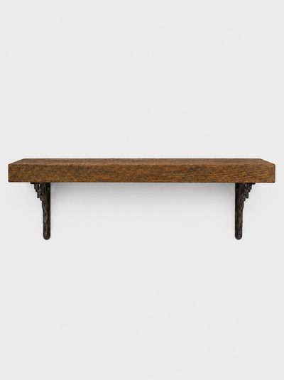 Hexham Solid Shelf with Metal Brackets - 8x2 Oak Shelf (19x4cm) - Bracketed Shelves