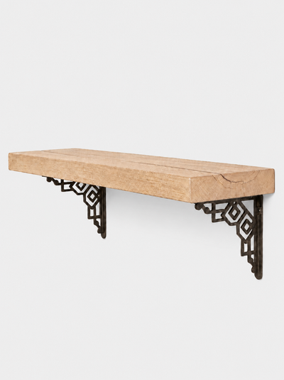 Hexham Solid Shelf with Metal Brackets - 8x2 Oak Shelf (19x4cm) - Bracketed Shelves