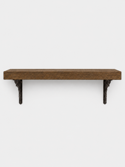 Hexham Solid Shelf with Metal Brackets - 8x2 Oak Shelf (19x4cm) - Bracketed Shelves