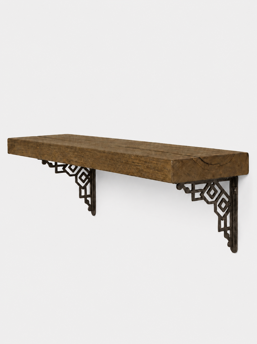 Hexham Solid Shelf with Metal Brackets - 8x2 Oak Shelf (19x4cm) - Bracketed Shelves