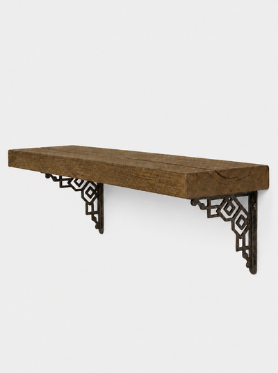 Hexham Solid Shelf with Metal Brackets - 8x2 Oak Shelf (19x4cm) - Bracketed Shelves