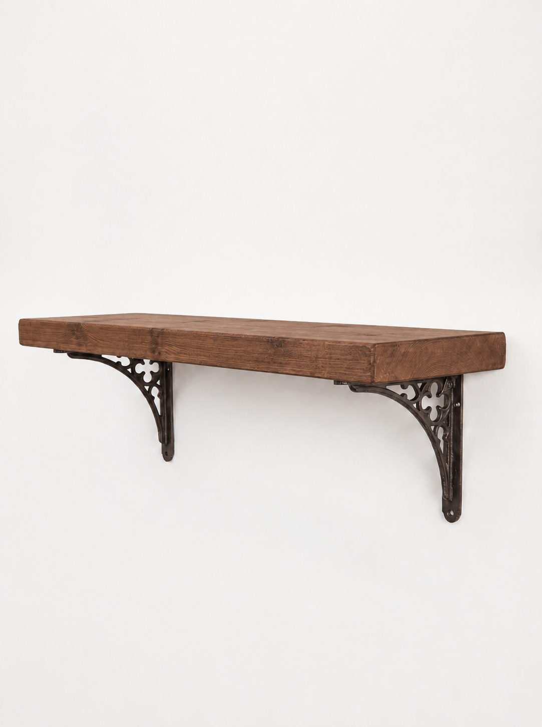 Lindisfarne Rustic Floating Shelf with Metal Brackets - 22cm x 4.5cm - Floating Shelves