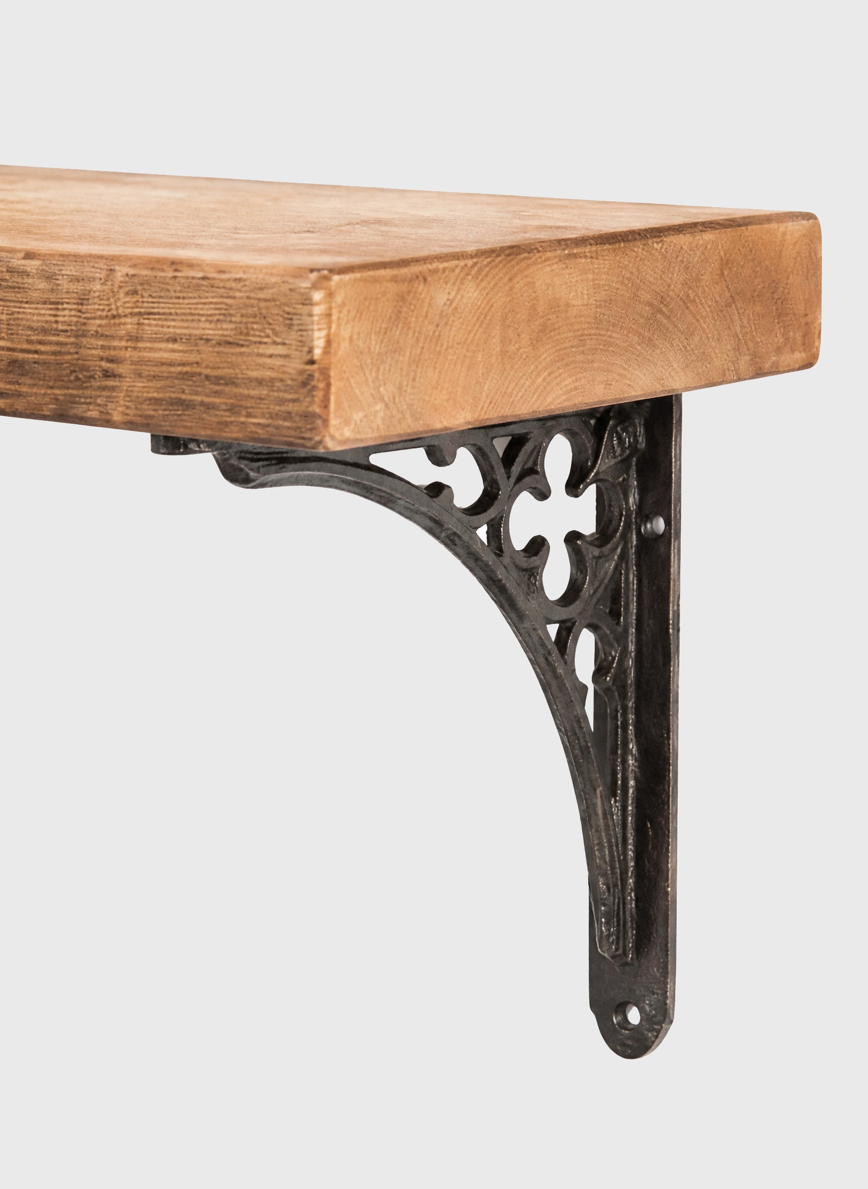 Lindisfarne Rustic Floating Shelf with Metal Brackets - 22cm x 4.5cm - Floating Shelves