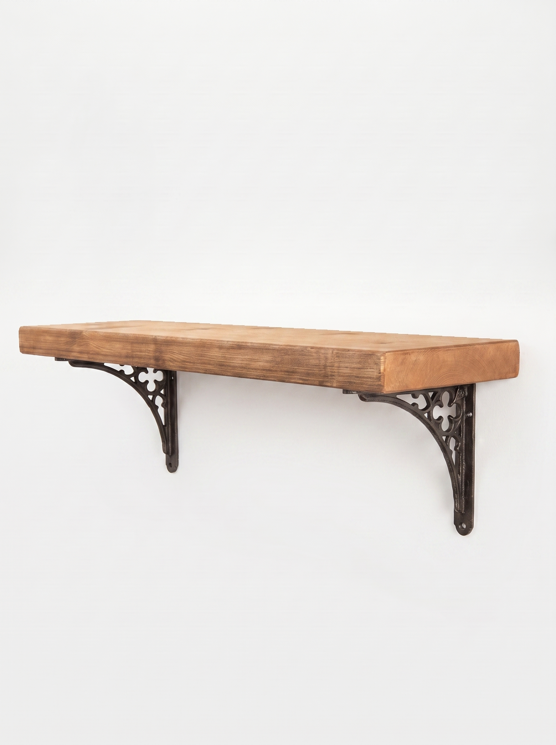 Lindisfarne Rustic Floating Shelf with Metal Brackets - 22cm x 4.5cm - Floating Shelves