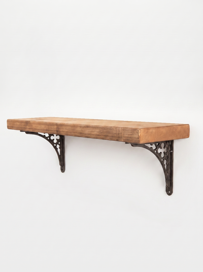 Lindisfarne Rustic Floating Shelf with Metal Brackets - 22cm x 4.5cm - Floating Shelves