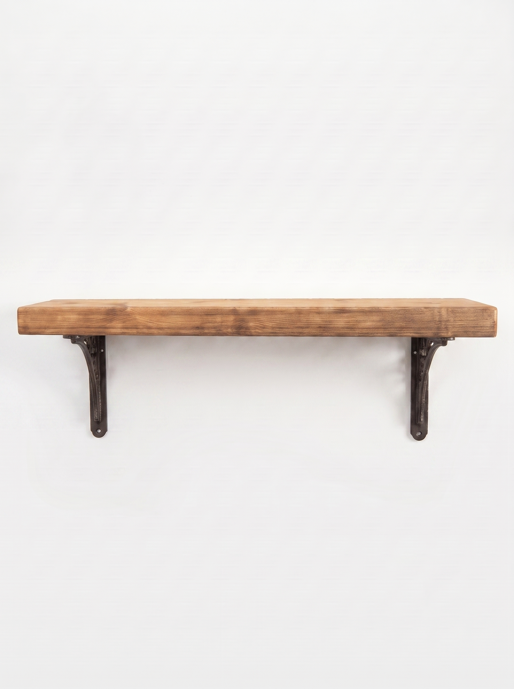 Lindisfarne Rustic Floating Shelf with Metal Brackets - 22cm x 4.5cm - Floating Shelves