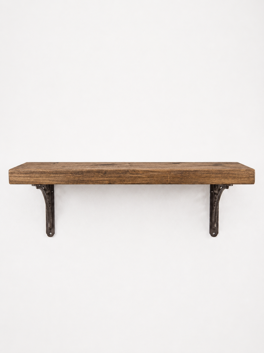 Lindisfarne Rustic Floating Shelf with Metal Brackets - 22cm x 4.5cm - Floating Shelves