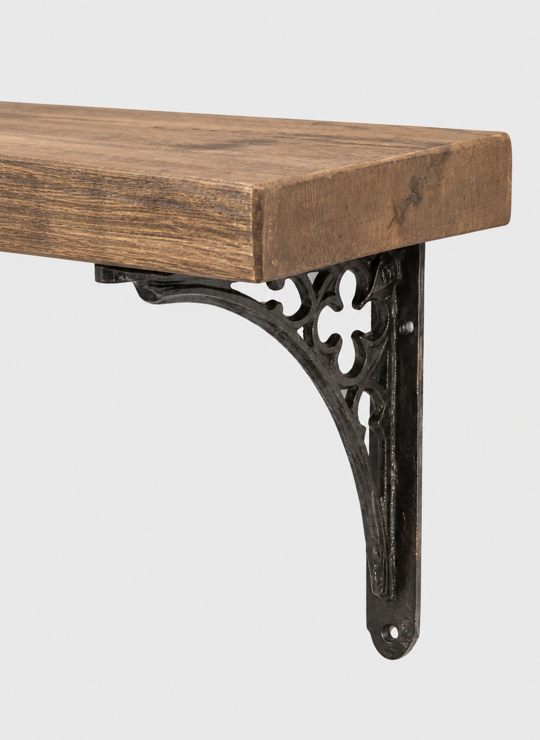 Lindisfarne Rustic Floating Shelf with Metal Brackets - 22cm x 4.5cm - Floating Shelves