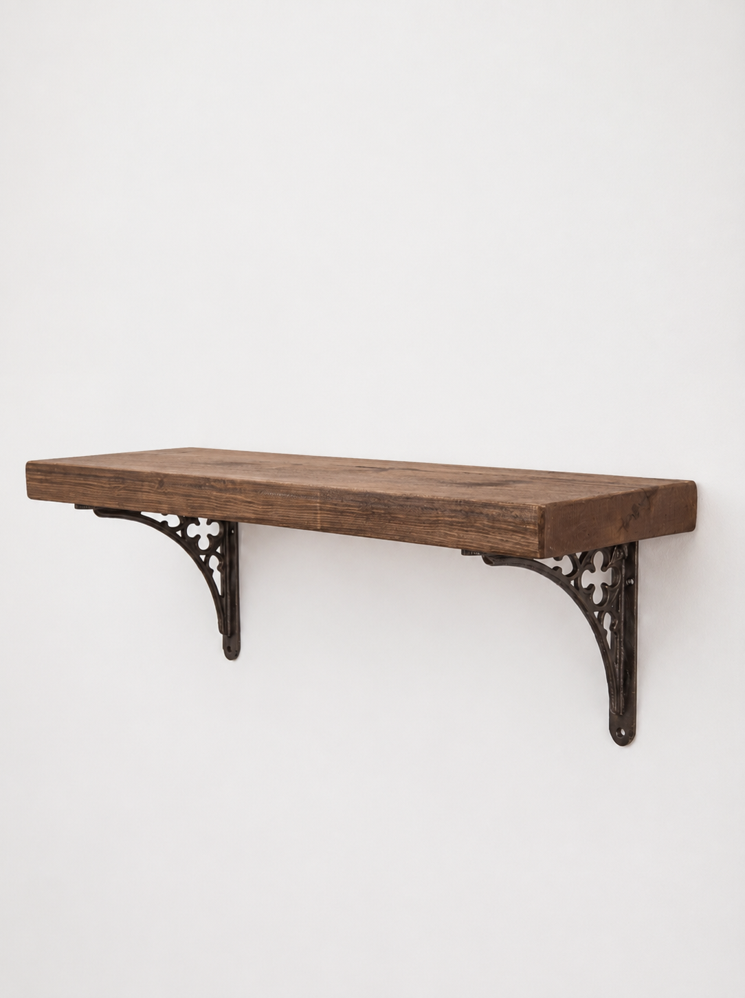 Lindisfarne Rustic Floating Shelf with Metal Brackets - 22cm x 4.5cm - Floating Shelves
