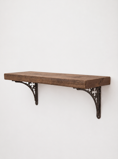 Lindisfarne Rustic Floating Shelf with Metal Brackets - 22cm x 4.5cm - Floating Shelves