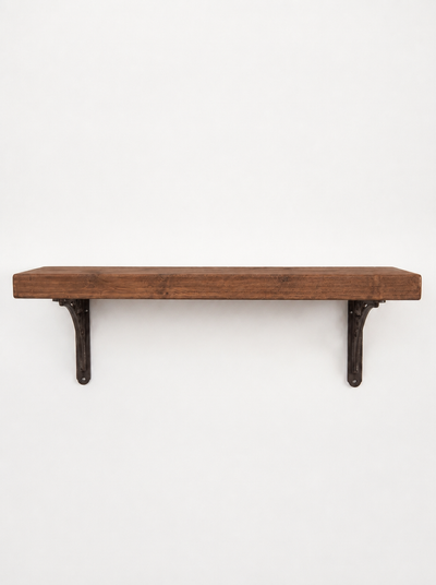 Lindisfarne Rustic Floating Shelf with Metal Brackets - 22cm x 4.5cm - Floating Shelves
