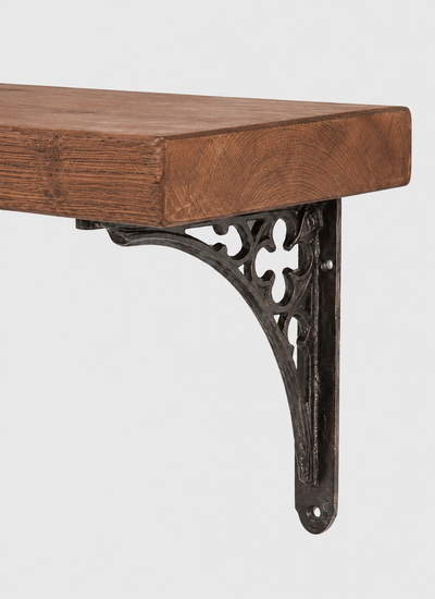 Lindisfarne Rustic Floating Shelf with Metal Brackets - 22cm x 4.5cm - Floating Shelves