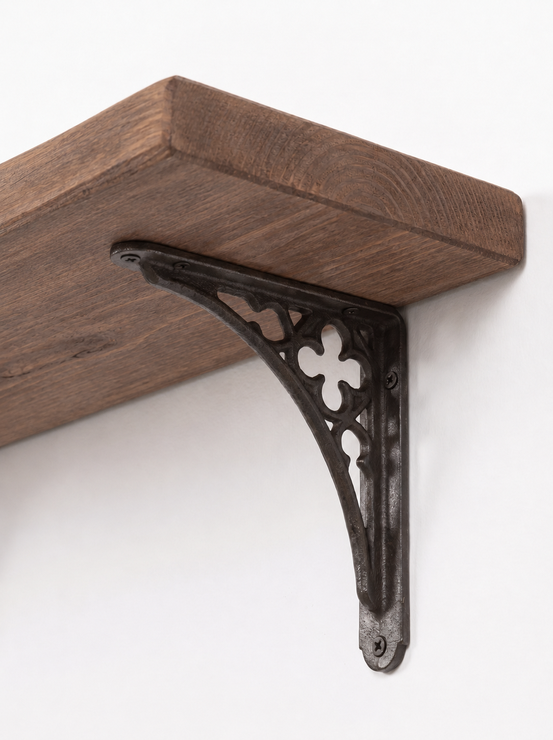 Lindisfarne Rustic Floating Shelf with Metal Brackets - 22cm x 3.5cm - Floating Shelves