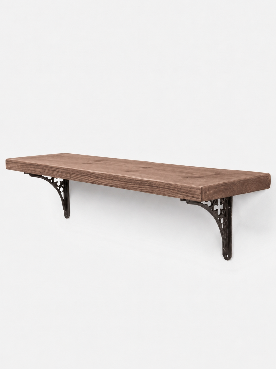 Lindisfarne Rustic Floating Shelf with Metal Brackets - 22cm x 3.5cm - Floating Shelves