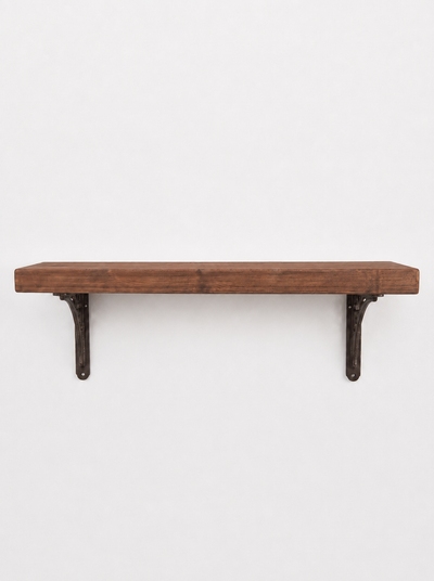Lindisfarne Rustic Floating Shelf with Metal Brackets - 22cm x 3.5cm - Floating Shelves