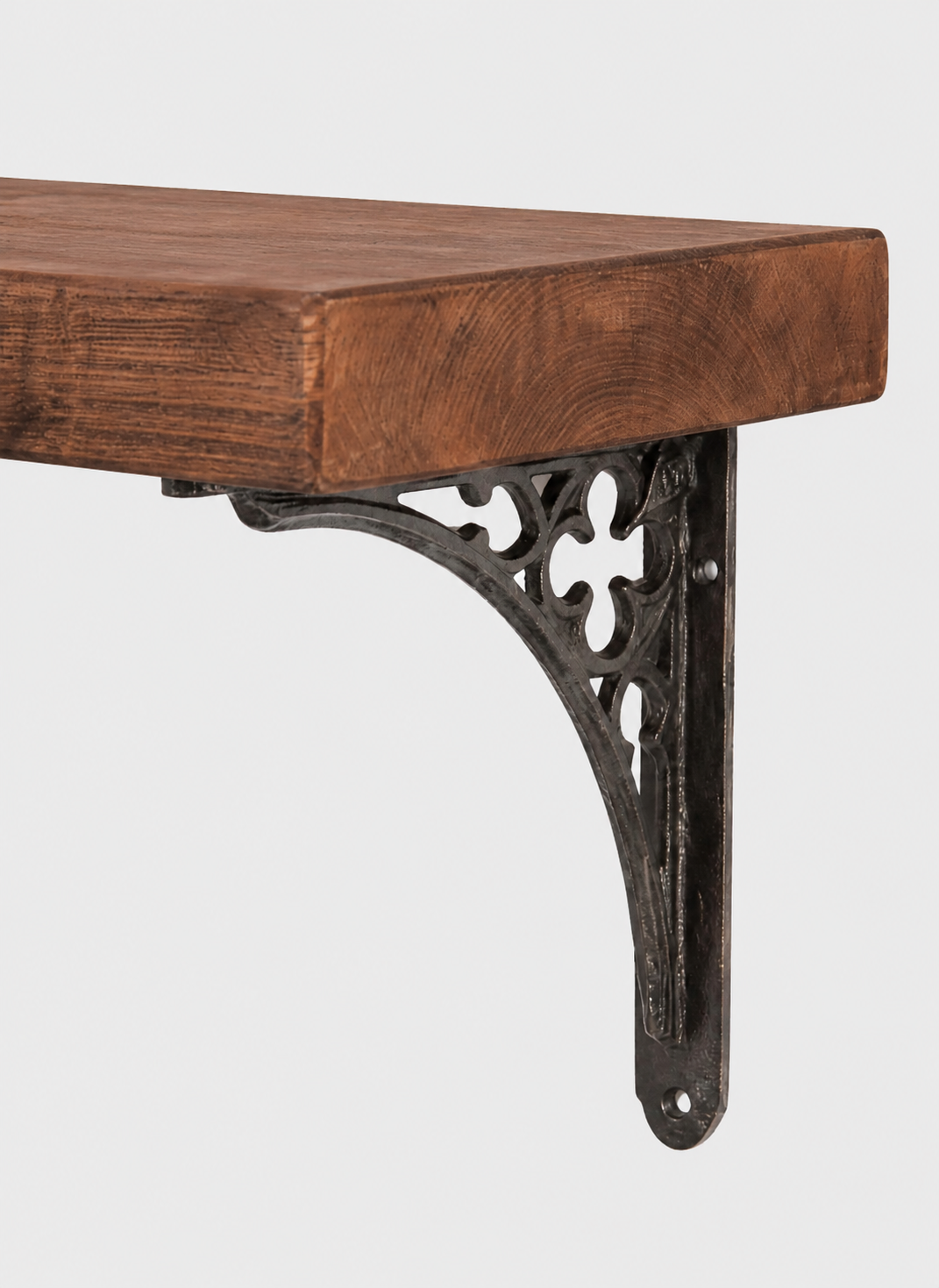 Lindisfarne Rustic Floating Shelf with Metal Brackets - 22cm x 3.5cm - Floating Shelves