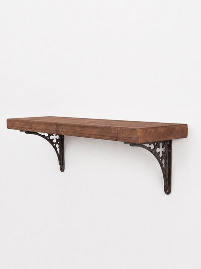 Lindisfarne Rustic Floating Shelf with Metal Brackets - 22cm x 3.5cm - Floating Shelves