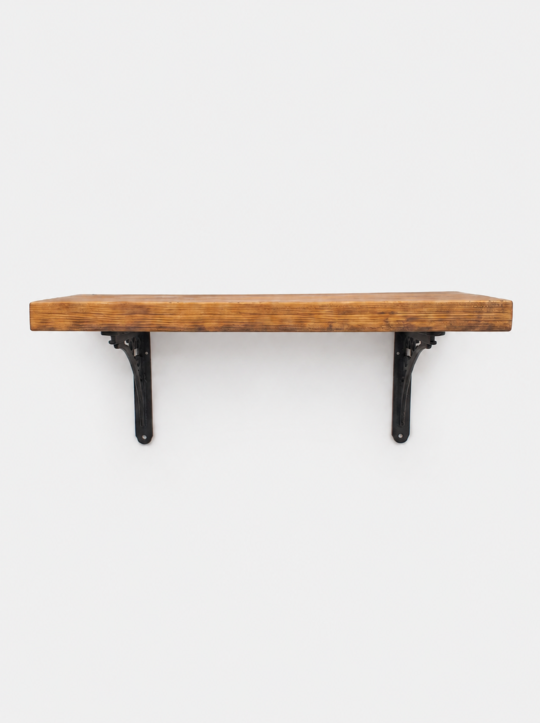 Lindisfarne Rustic Floating Shelf with Metal Brackets - 29cm x 4.5cm - Floating Shelves