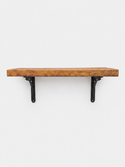 Lindisfarne Rustic Floating Shelf with Metal Brackets - 29cm x 4.5cm - Floating Shelves