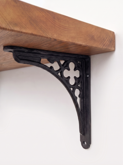 Lindisfarne Rustic Floating Shelf with Metal Brackets - 29cm x 4.5cm - Floating Shelves