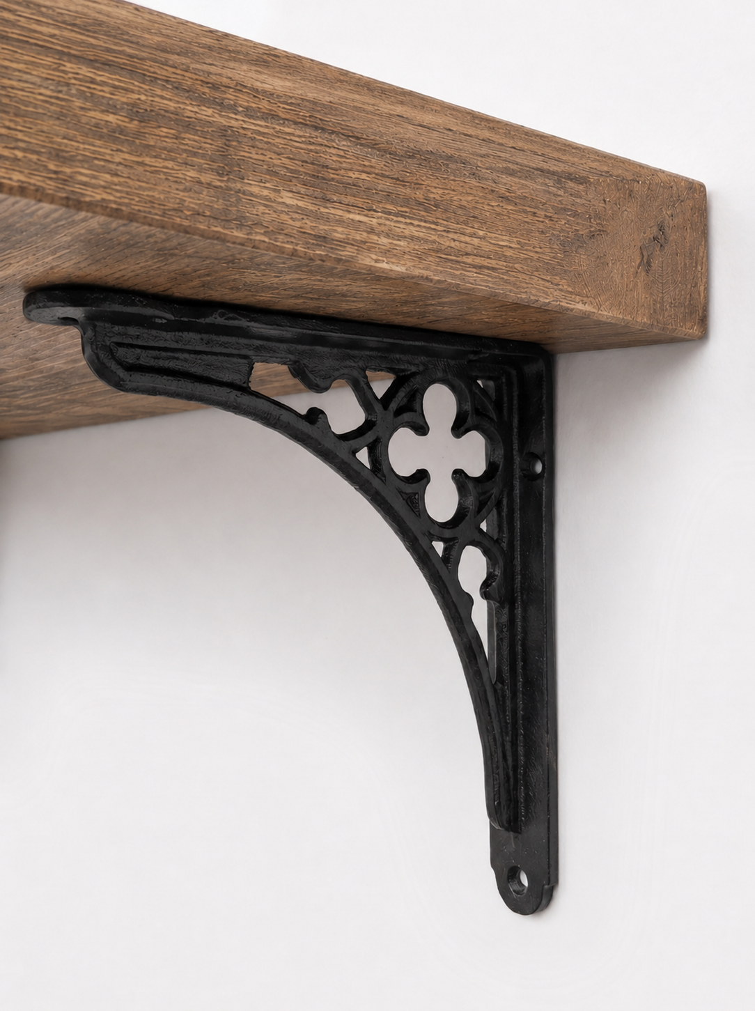 Lindisfarne Rustic Floating Shelf with Metal Brackets - 29cm x 4.5cm - Floating Shelves