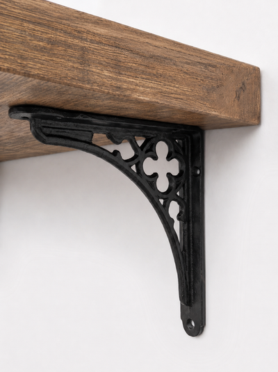 Lindisfarne Rustic Floating Shelf with Metal Brackets - 29cm x 4.5cm - Floating Shelves