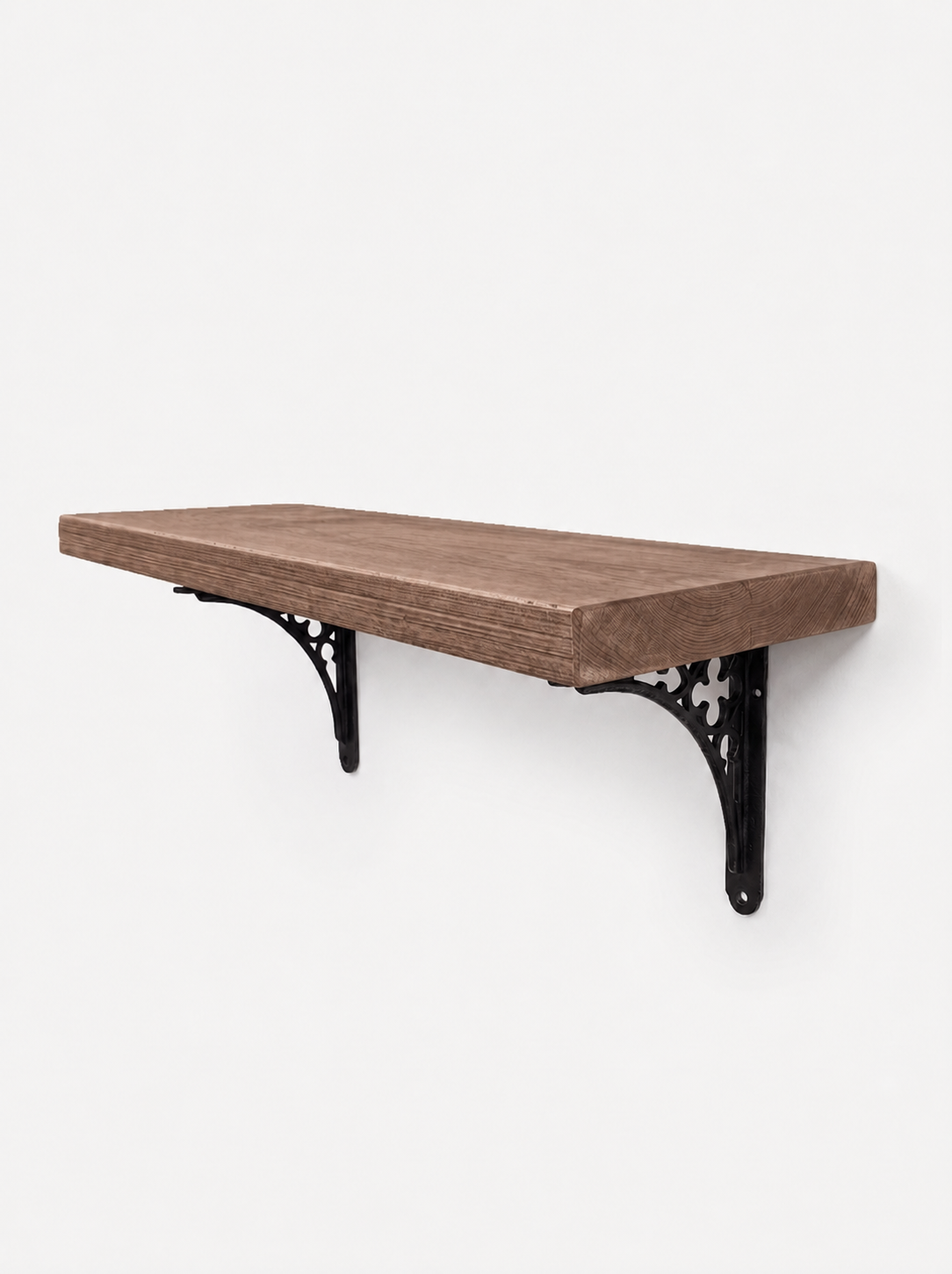 Lindisfarne Rustic Floating Shelf with Metal Brackets - 29cm x 4.5cm - Floating Shelves
