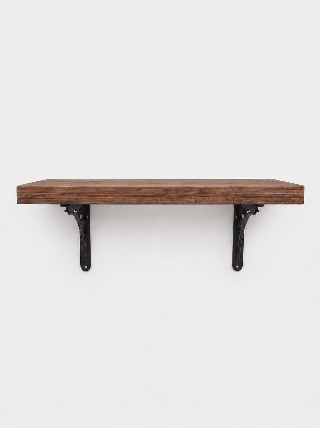 Lindisfarne Rustic Floating Shelf with Metal Brackets - 29cm x 4.5cm - Floating Shelves