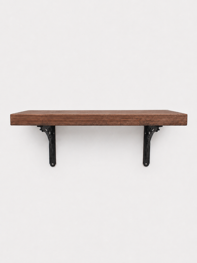 Lindisfarne Rustic Floating Shelf with Metal Brackets - 29cm x 4.5cm - Floating Shelves