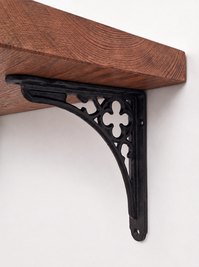 Lindisfarne Rustic Floating Shelf with Metal Brackets - 29cm x 4.5cm - Floating Shelves