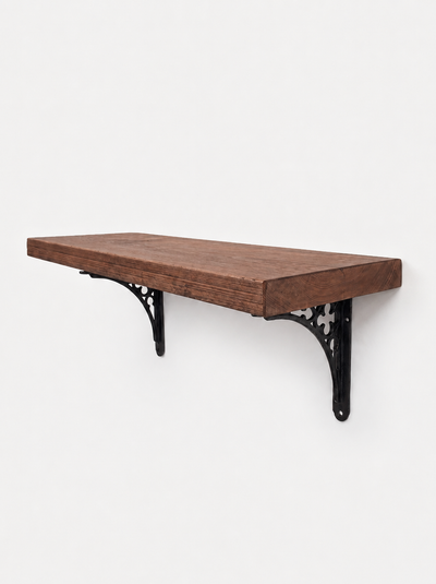 Lindisfarne Rustic Floating Shelf with Metal Brackets - 29cm x 4.5cm - Floating Shelves