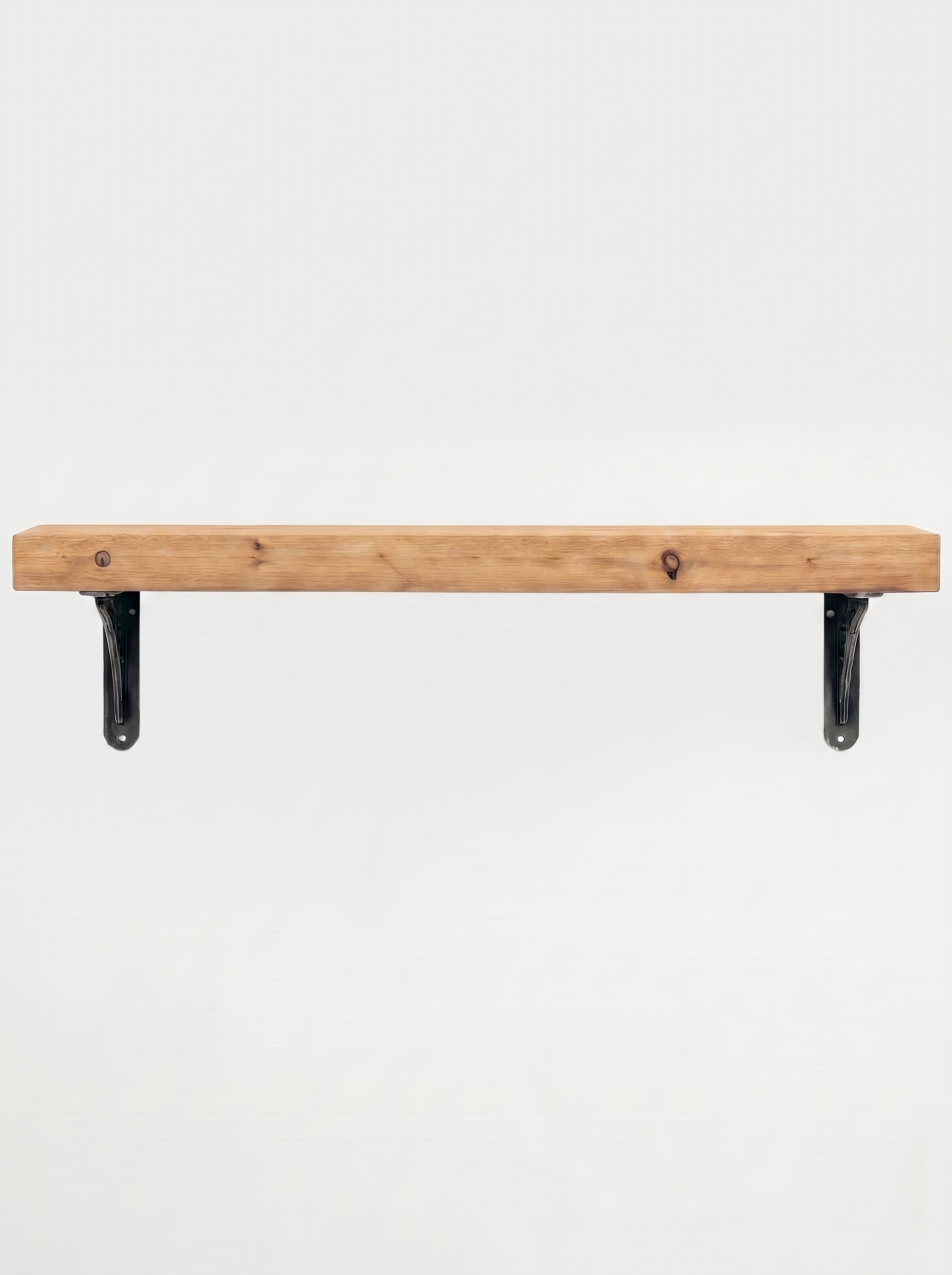 Lindisfarne Rustic Wooden Shelf with Metal Brackets - 14.5cm x 4.5cm - Bracketed Shelves
