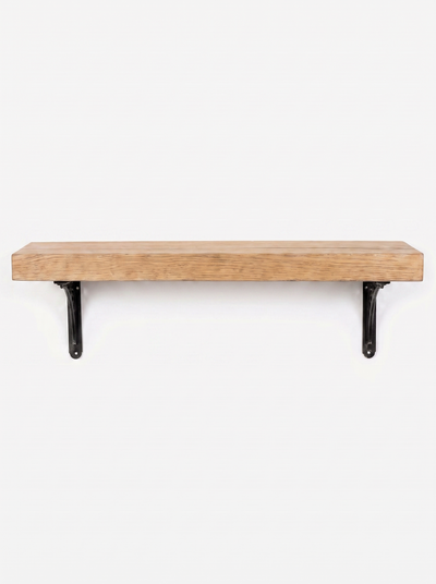 Lindisfarne Solid Wood Shelf & Brackets - 8x2 Oak Shelf (19x4cm) - Bracketed Shelves