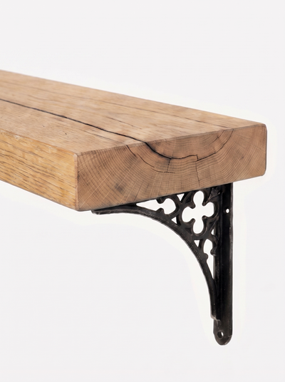 Lindisfarne Solid Wood Shelf & Brackets - 8x2 Oak Shelf (19x4cm) - Bracketed Shelves