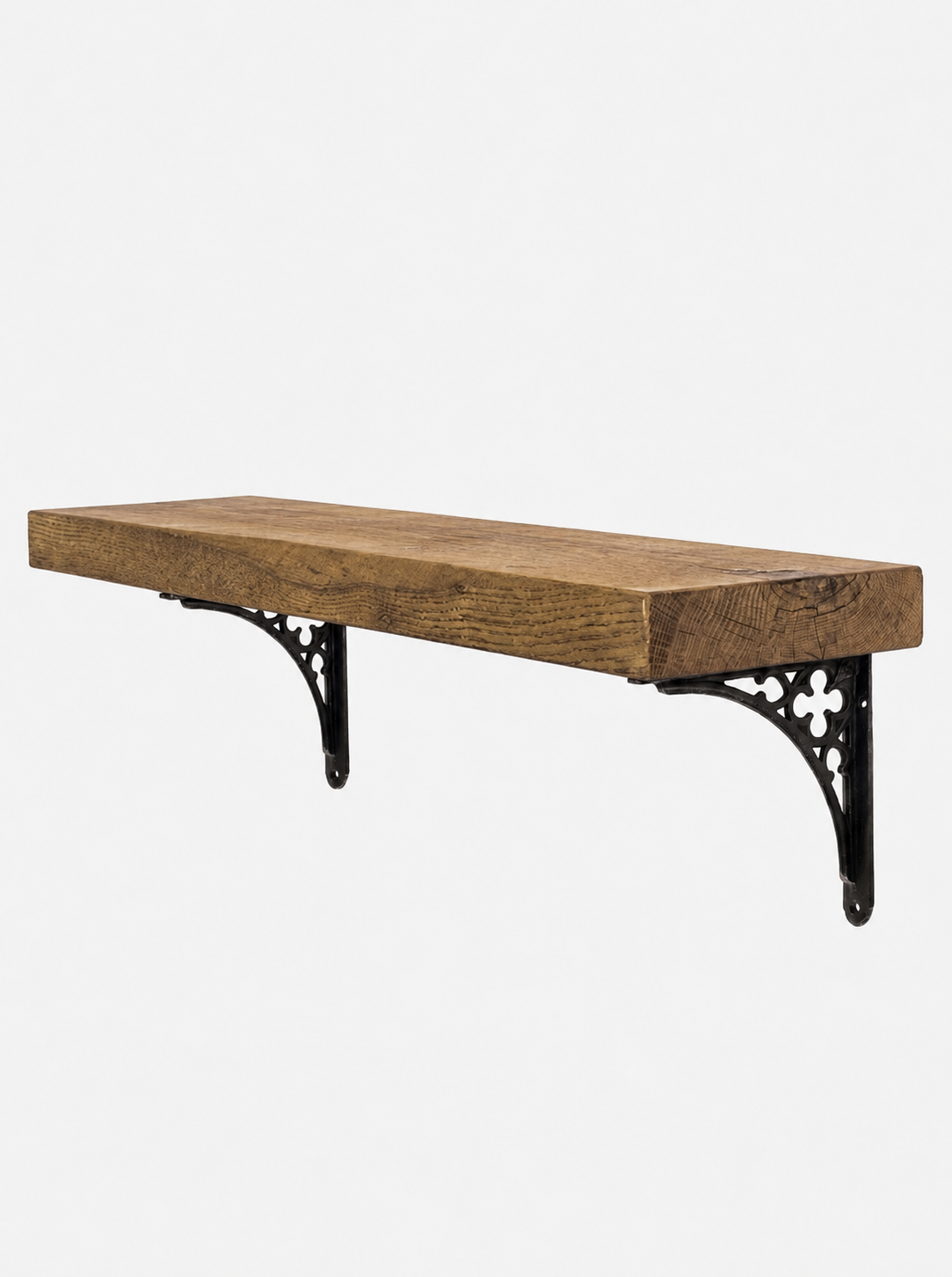 Lindisfarne Solid Wood Shelf & Brackets - 8x2 Oak Shelf (19x4cm) - Bracketed Shelves
