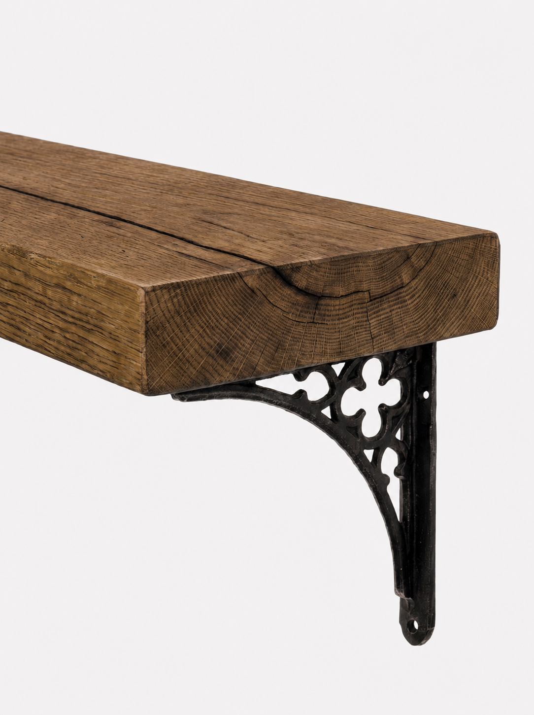 Lindisfarne Solid Wood Shelf & Brackets - 8x2 Oak Shelf (19x4cm) - Bracketed Shelves