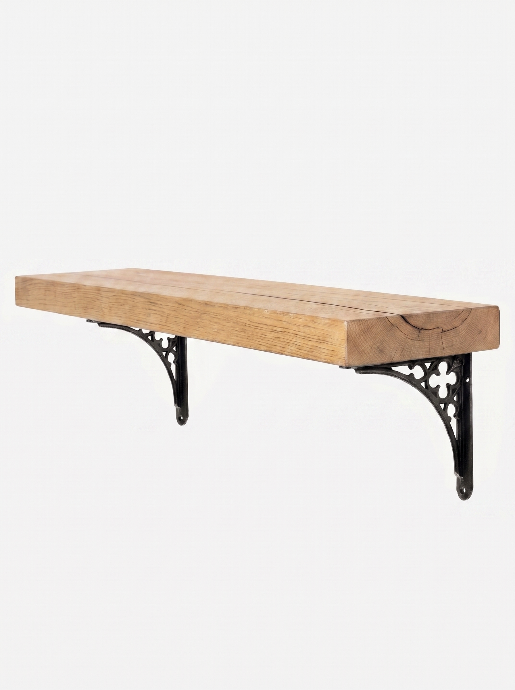 Lindisfarne Solid Wood Shelf & Brackets - 8x2 Oak Shelf (19x4cm) - Bracketed Shelves