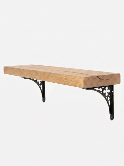 Lindisfarne Solid Wood Shelf & Brackets - 8x2 Oak Shelf (19x4cm) - Bracketed Shelves