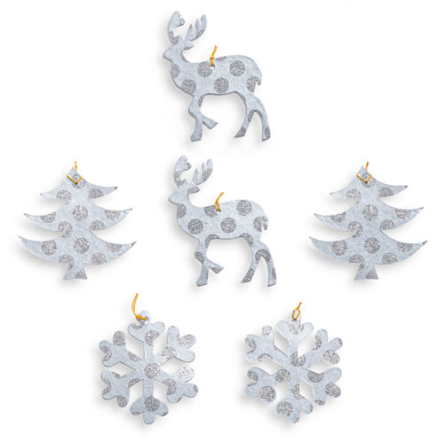 Paper Christmas Tree Decorations - Silver - 