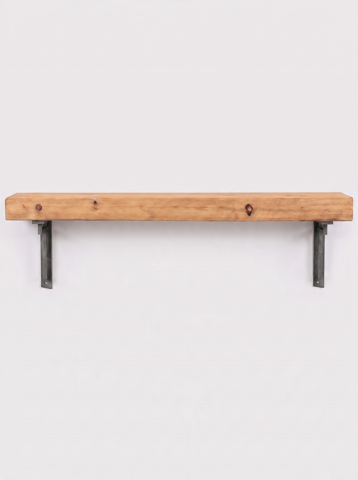 Regent Rustic Wooden Shelf with Metal Brackets - 14.5cm x 4.5cm - Bracketed Shelves