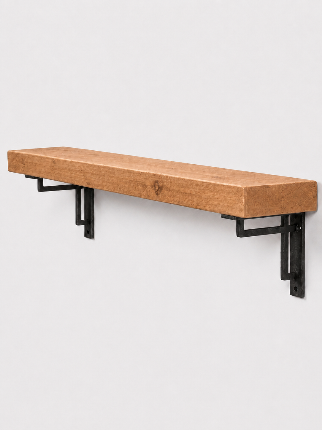 Regent Rustic Wooden Shelf with Metal Brackets - 14.5cm x 4.5cm - Bracketed Shelves