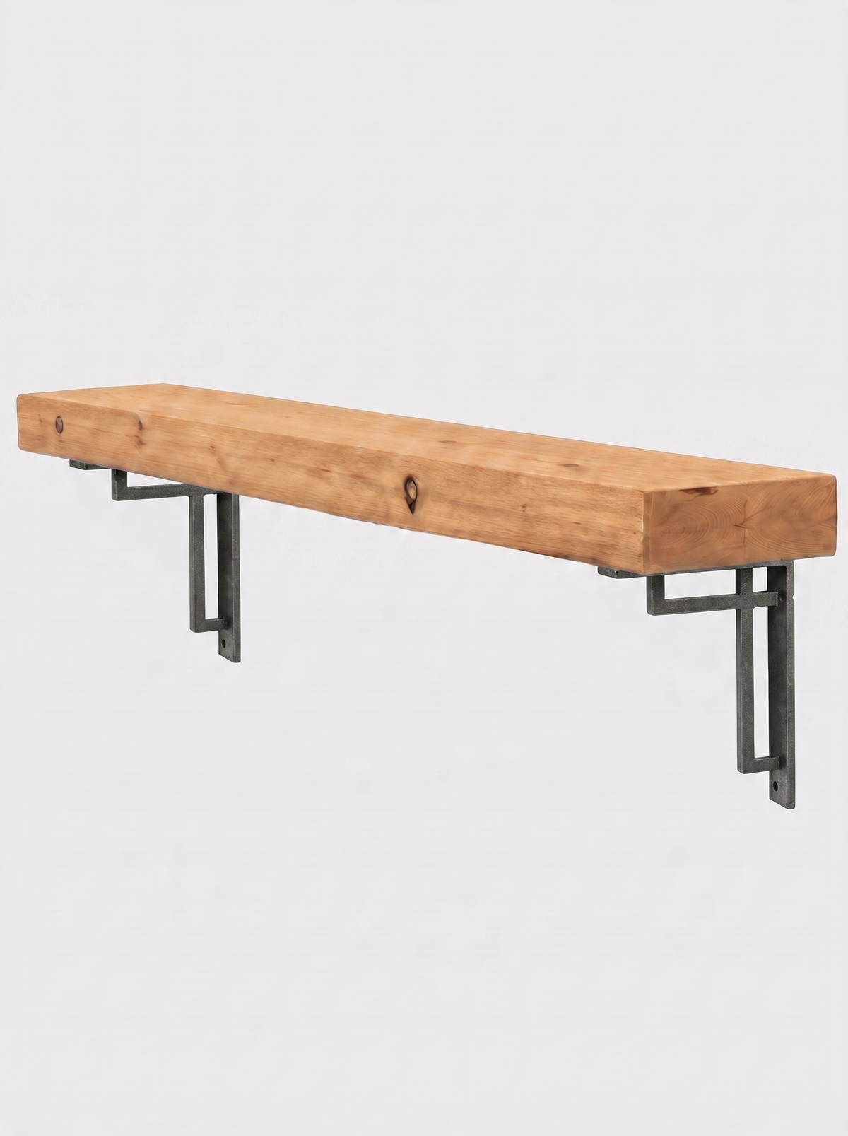 Regent Rustic Wooden Shelf with Metal Brackets - 14.5cm x 4.5cm - Bracketed Shelves
