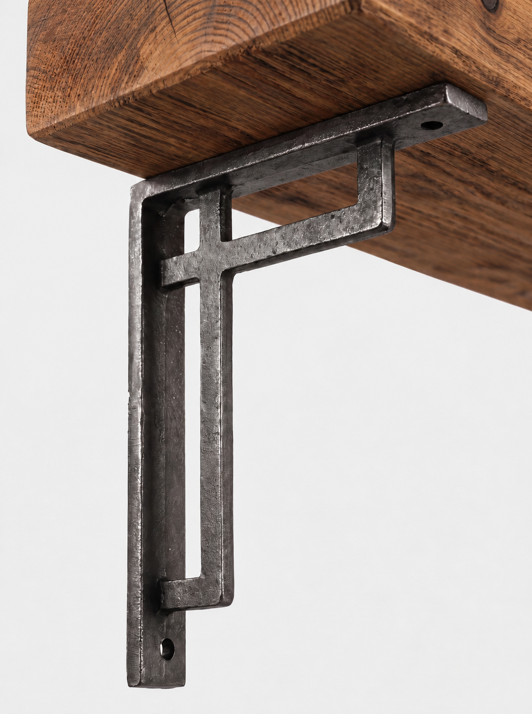 Regent Rustic Wooden Shelf with Metal Brackets - 14.5cm x 4.5cm - Bracketed Shelves