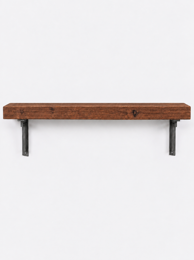 Regent Rustic Wooden Shelf with Metal Brackets - 14.5cm x 4.5cm - Bracketed Shelves