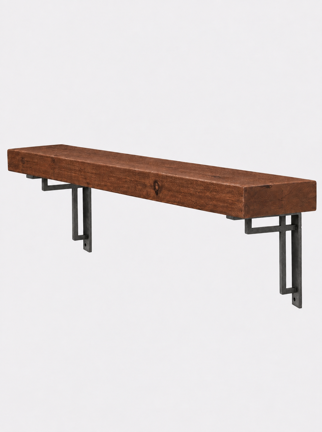 Regent Rustic Wooden Shelf with Metal Brackets - 14.5cm x 4.5cm - Bracketed Shelves