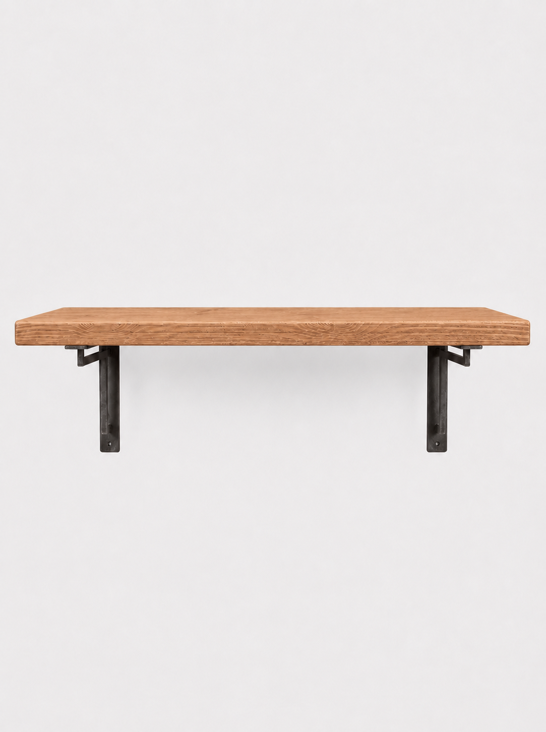 Regent Rustic Wooden Shelf with Metal Brackets - 22cm x 3.5cm - Bracketed Shelves