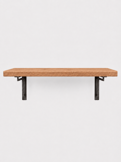 Regent Rustic Wooden Shelf with Metal Brackets - 22cm x 3.5cm - Bracketed Shelves
