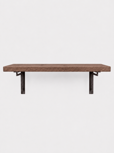 Regent Rustic Wooden Shelf with Metal Brackets - 22cm x 3.5cm - Bracketed Shelves