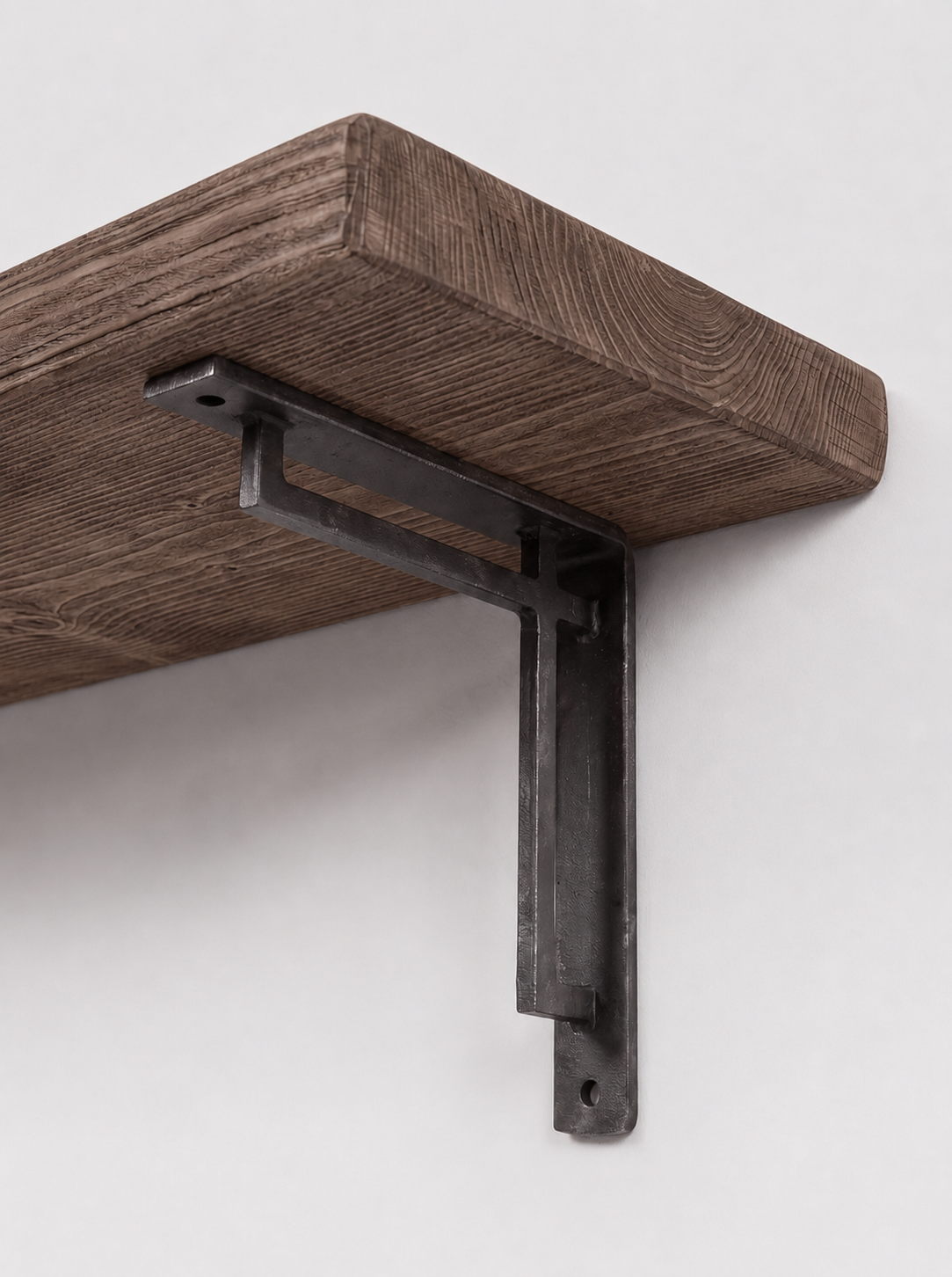 Regent Rustic Wooden Shelf with Metal Brackets - 22cm x 3.5cm - Bracketed Shelves