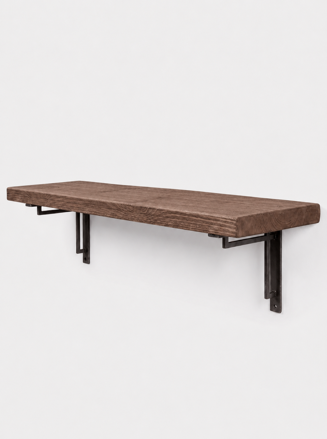 Regent Rustic Wooden Shelf with Metal Brackets - 22cm x 3.5cm - Bracketed Shelves